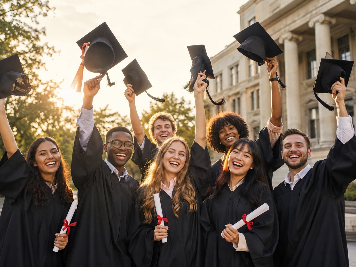Graduates celebrating academic success