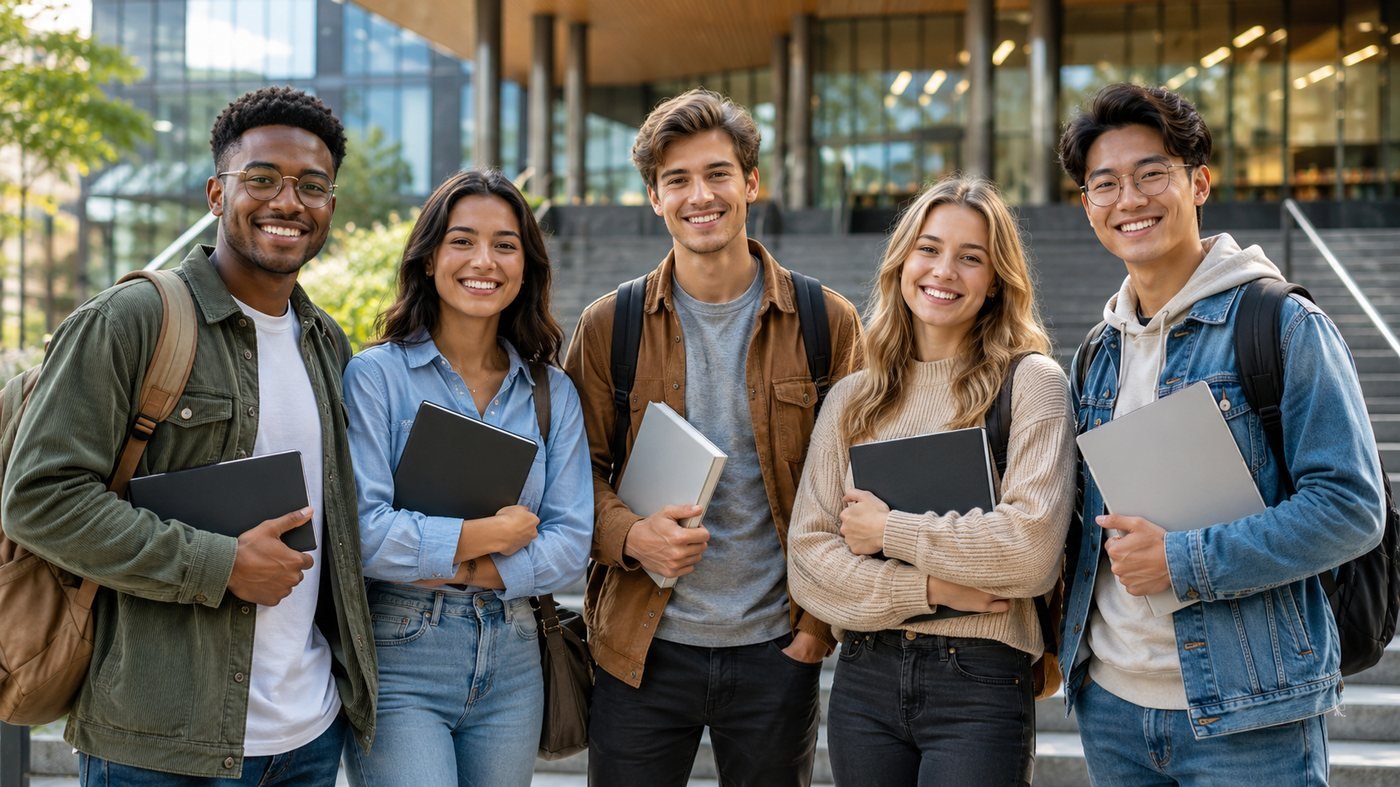 Students on a university campus
